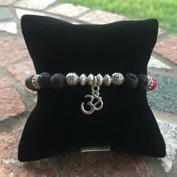 Genuine gemstones 7 chakra reiki om sign bracelet - Picture 6 of 9